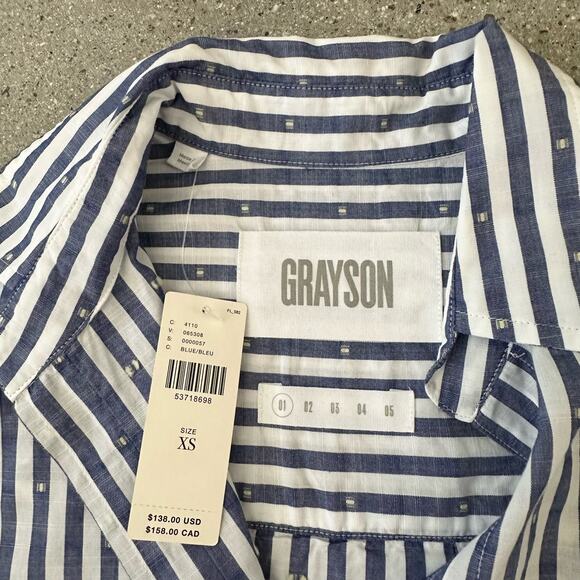 Grayson for Anthropologie Blue & White Stripped Button Down Shirt - Picture 4 of 6
